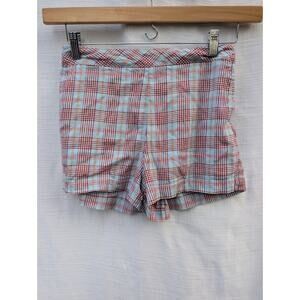 Maeve by Anthropologie Womens Linen Blend Flex Waist Bermuda Shorts Sz 4 Plaid
